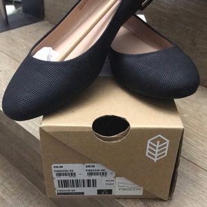 Black flats wth gold trim